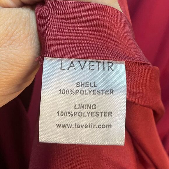 Lavetir A-Line V-Neck Half Sleeves Split Side Chiffon Mulberry Bridesmaid Dress - Picture 10 of 13